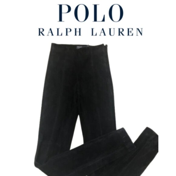 NWT POLO Ralph Lauren Women's Lambskin High Rise Suede Leggings Navy Size XS - Picture 2 of 11